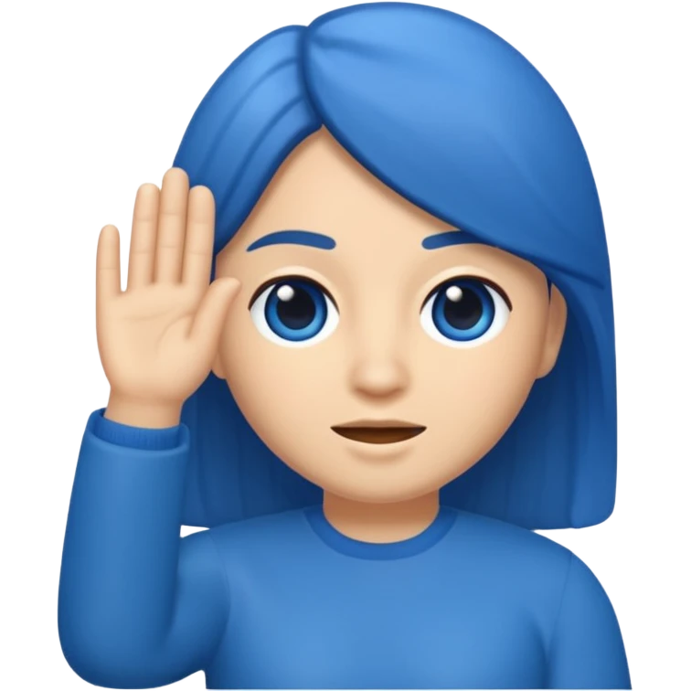 Memoji cabello azul parando el dedo de enmedio  emoji