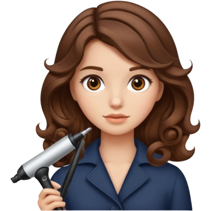 generate a girl with brown hair while curling it emoji