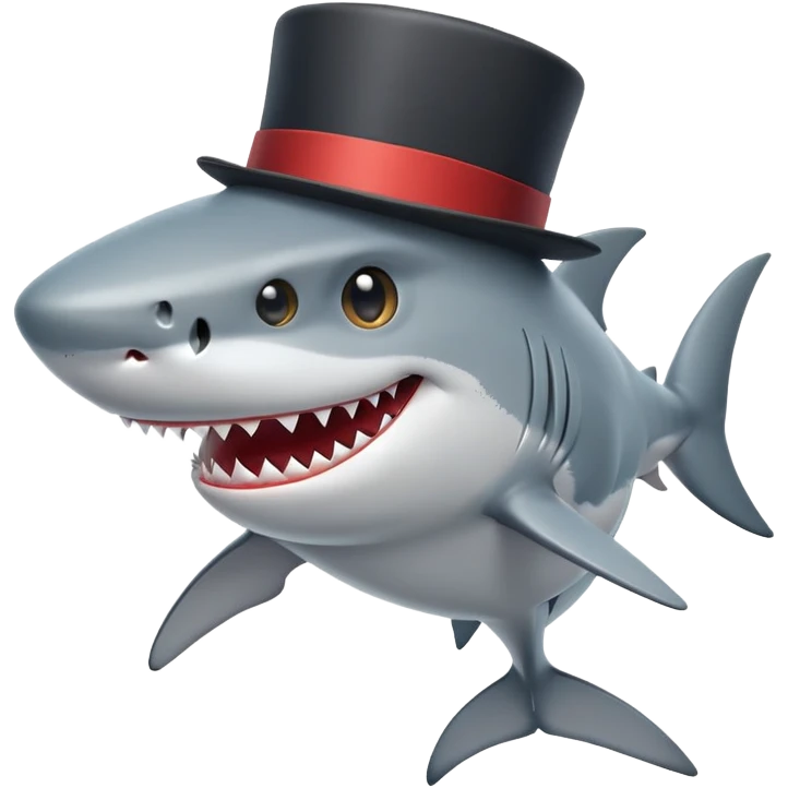 Shark with a top hat emoji