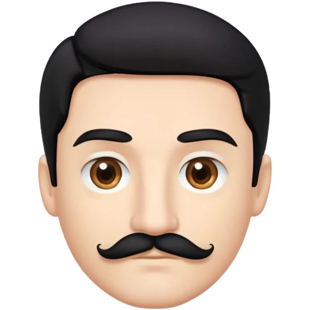 white tech bro with black hair, black mustache, brown eyes. No forehead wrinkles. black shirt. emoji