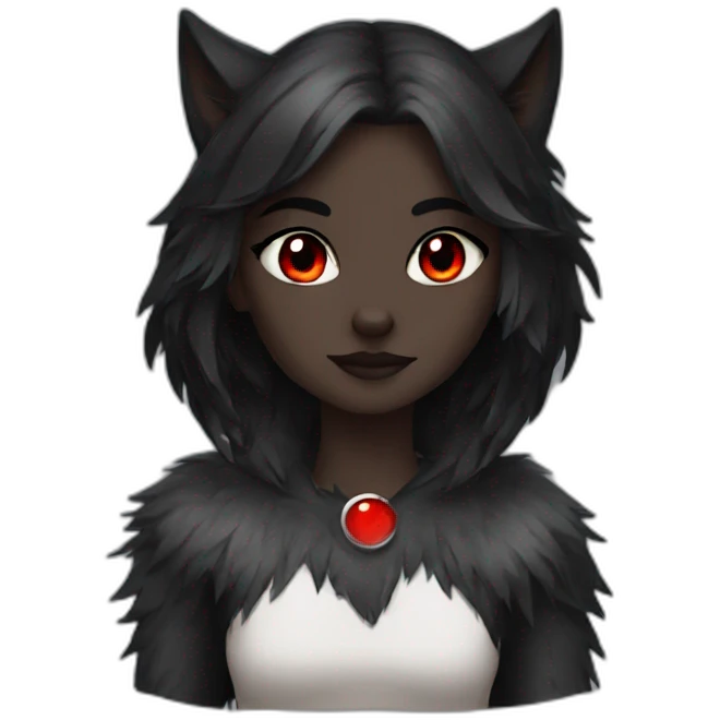 Black Wolf girl red eyes emoji