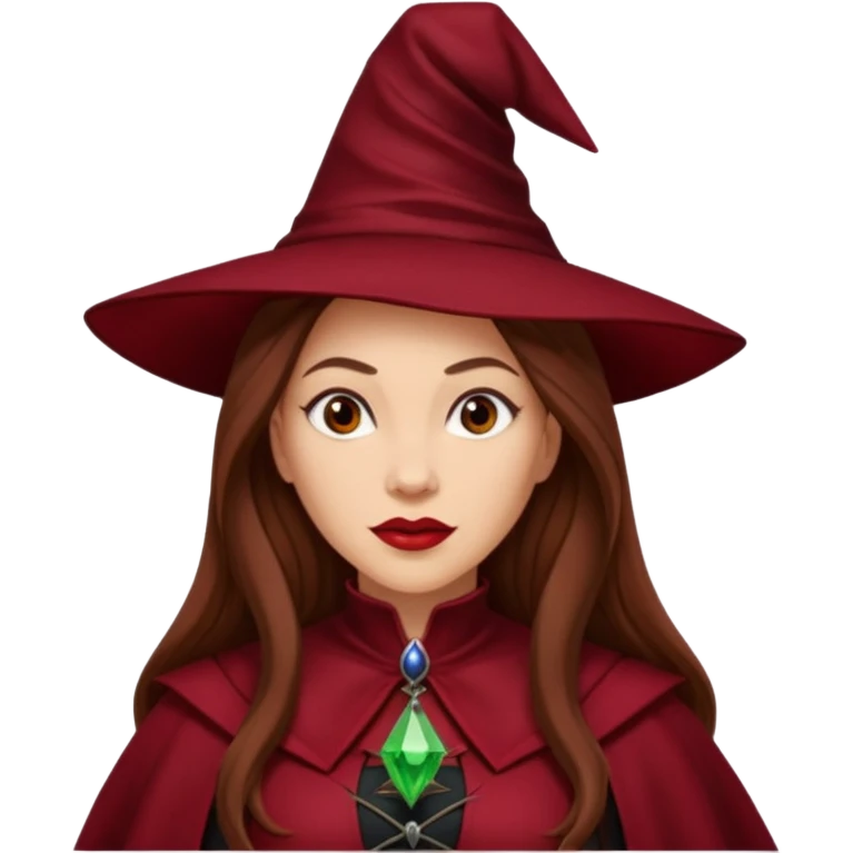 Wicked Witch of the East from The Wizard of Oz with light skin, long brown hair, dark red outfit emoji