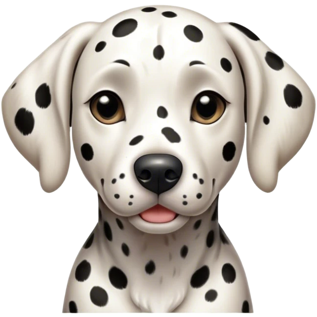 Cinematic Realistic full-body portrait of a Dalmatian dog, rendered with glossy, meticulously detailed spotted fur and expressive, alert eyes, set against a clean, neutral backdrop that highlights its regal and athletic stance. emoji