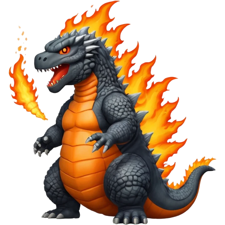 A Godzilla with fire in mouth emoji