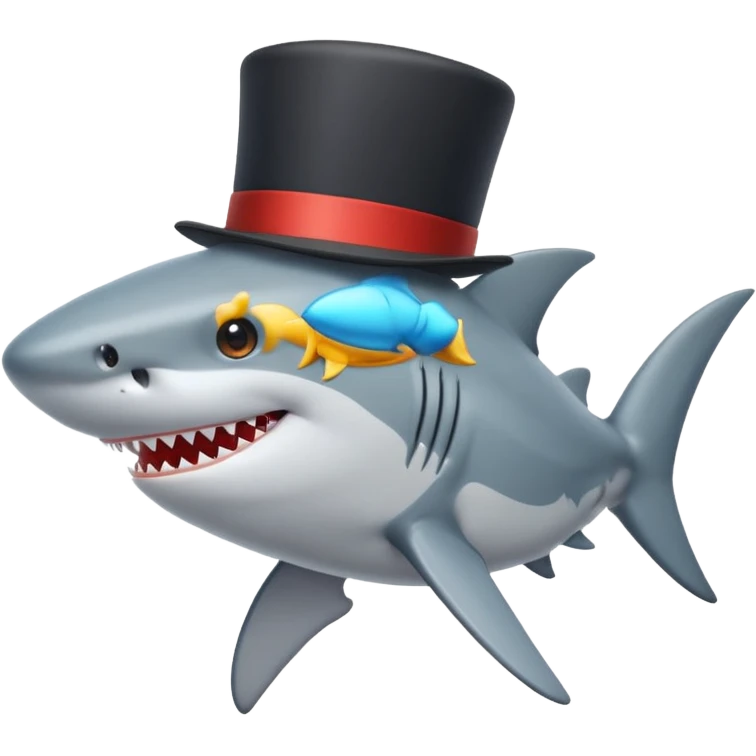 Shark with a top hat emoji
