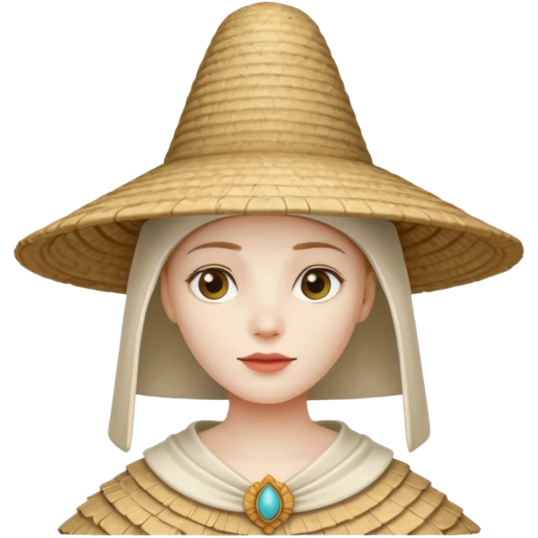 ancient latin conical hat, white, half body emoji