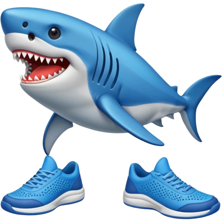 Tiburón con zapatos tenis azules emoji