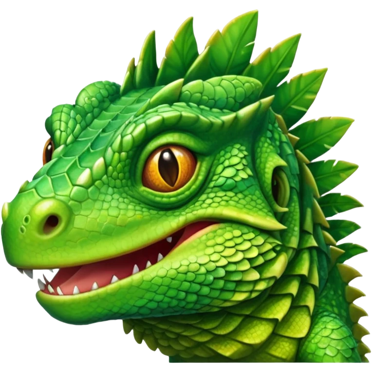 iguana's face with a happy face emoji