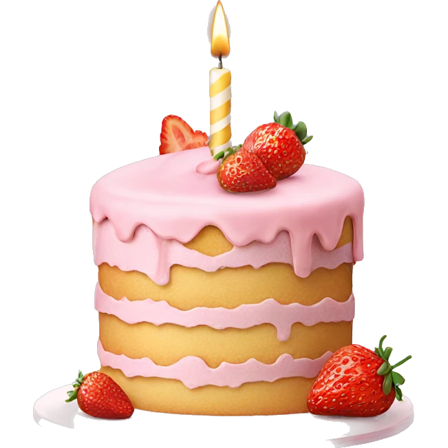Pastel Birthday cake with strawberry emoji