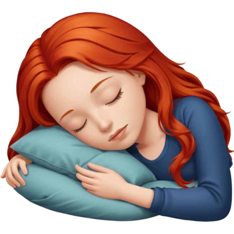 Red long hair girl sleeping emoji