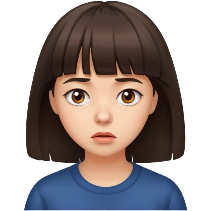 worried and confused brunette woman with bangs emoji