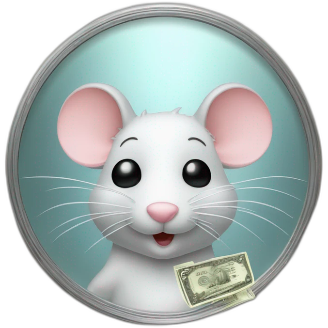 Rat snorring powdered sugar with a bank note on a mirror emoji