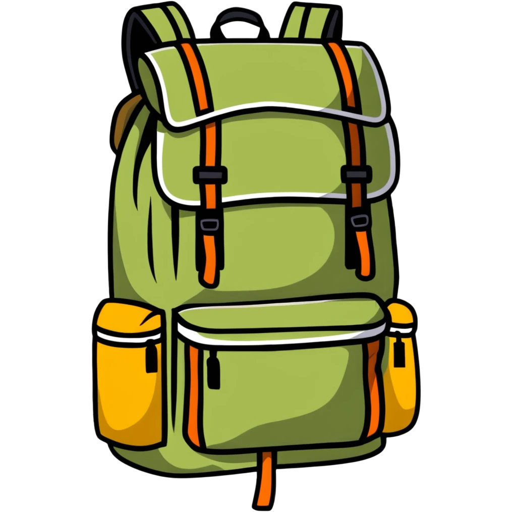 camping backpack with hiking gear emoji
