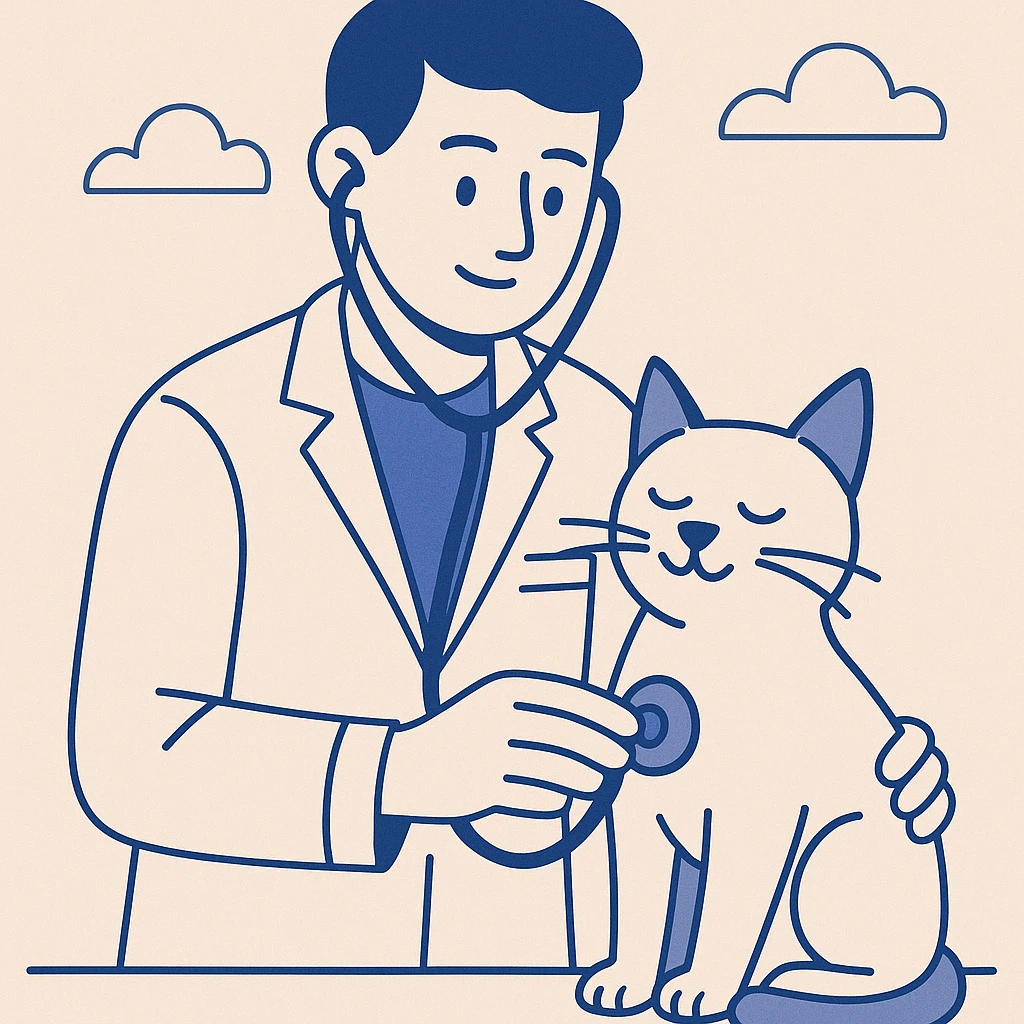 veterinarian examining a cat emoji