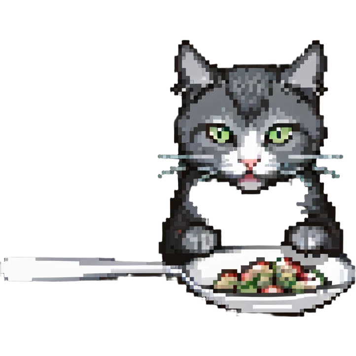 cat eating from a spoon emoji