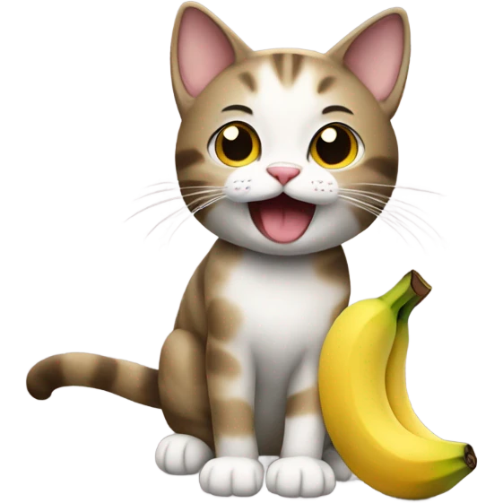A cat holding a banana emoji