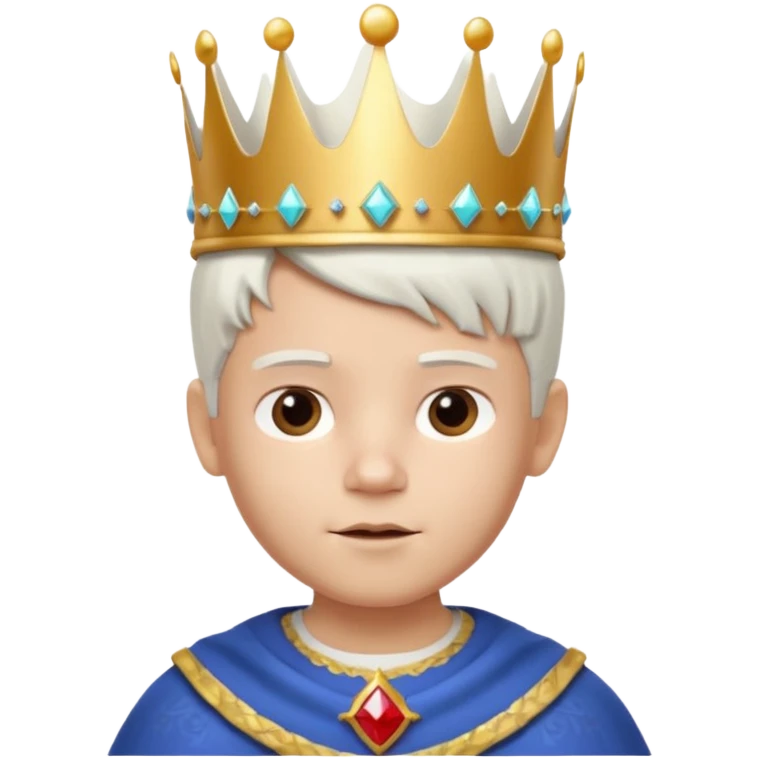 Royal latin Kid boy with wery fancy 3d crown head 3d style only face half rotate head white hair 3d face in rotate emoji