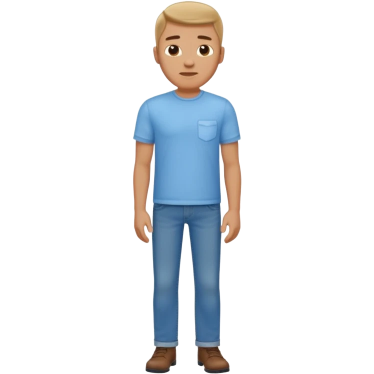 man in shirt with a light blue shirt and blue jeans standing emoji