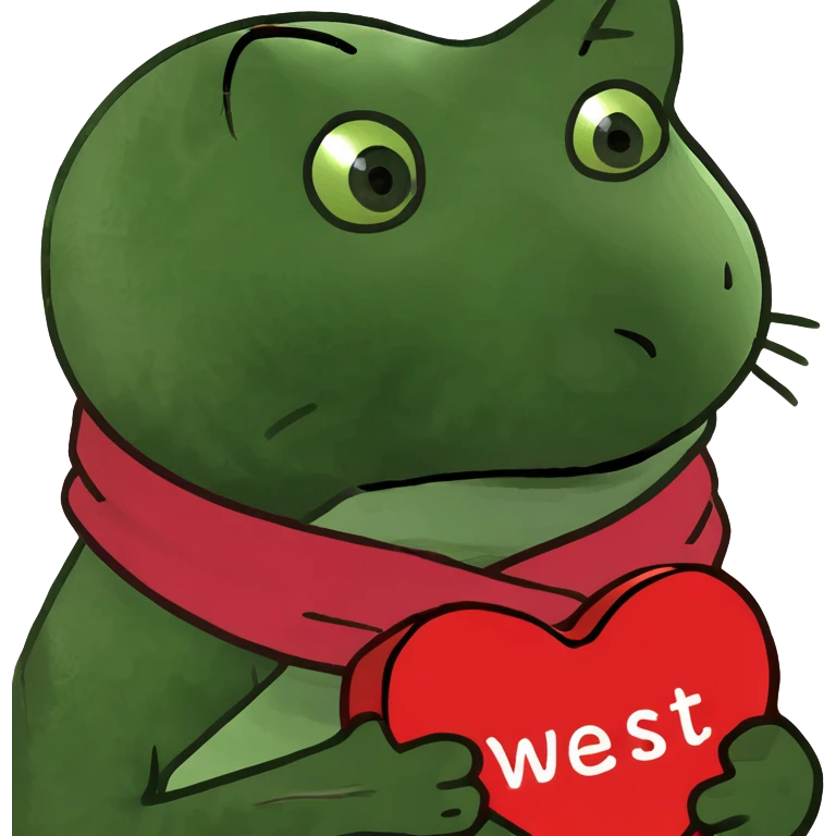 Cat hugs heart with inscription «west” emoji