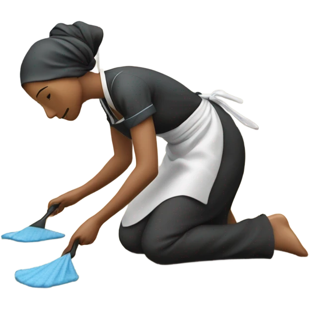 kitchen maid cleaning the floor by hand emoji