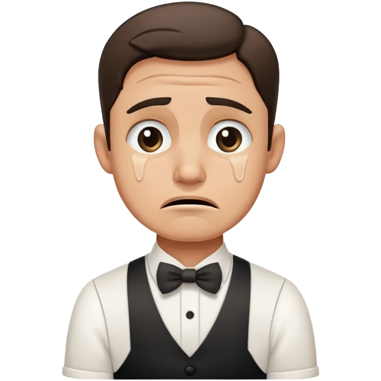 A crying waiter without a tip emoji