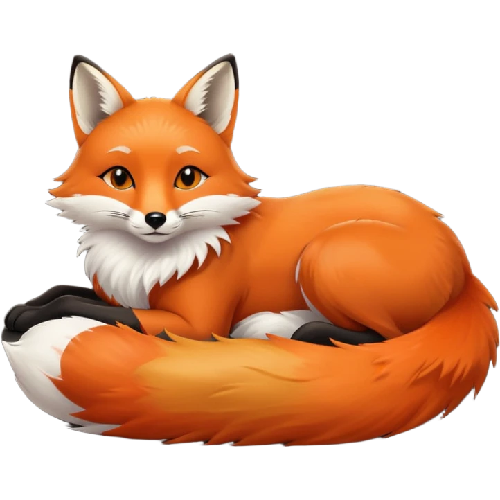 A fox lying on a black cat. emoji