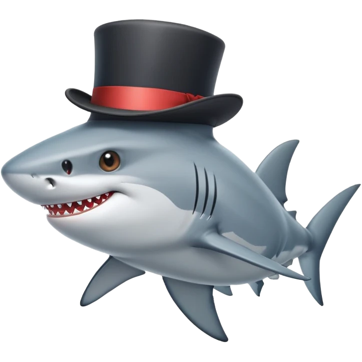 Shark with a top hat emoji