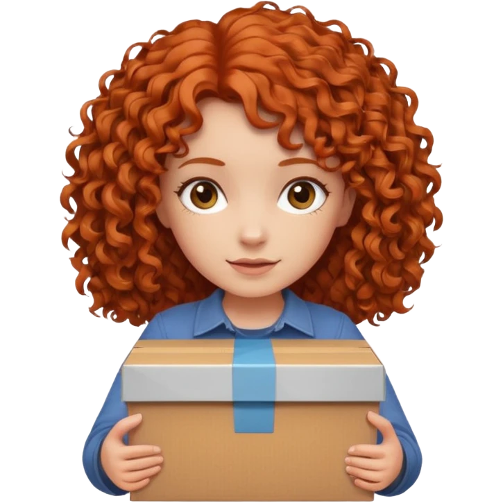 box carrier curly red haired girl  emoji