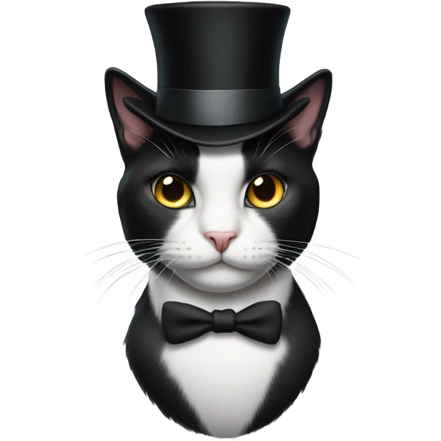 Tuxedo cat with top hat emoji