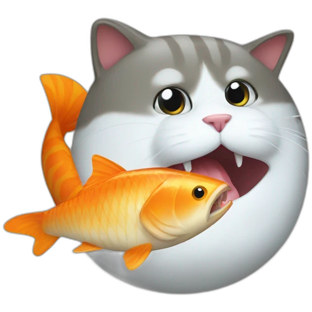 Cat eating super fish emoji