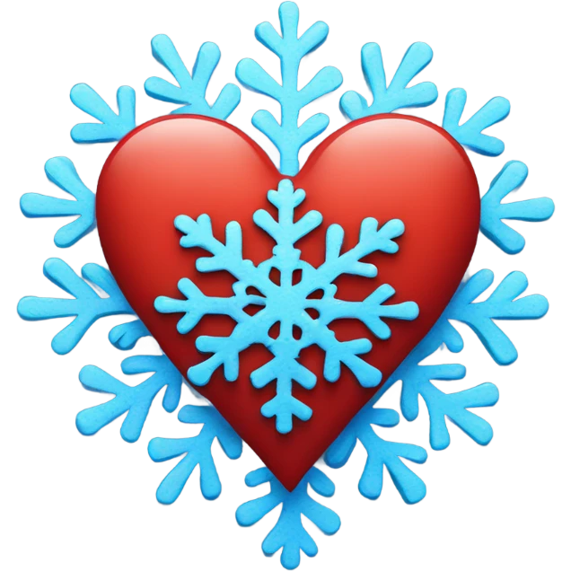 Red heart with blue snowflake emoji