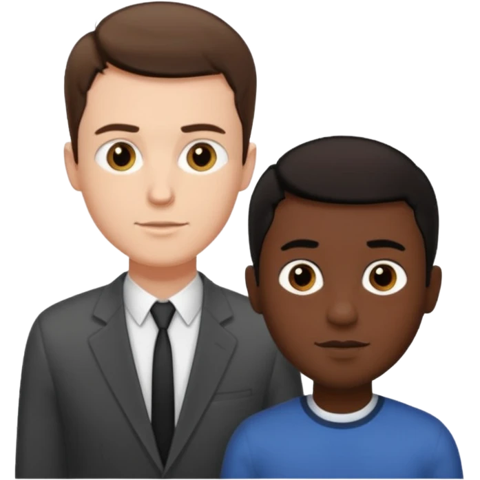 Tall white guy with tiny black guy emoji
