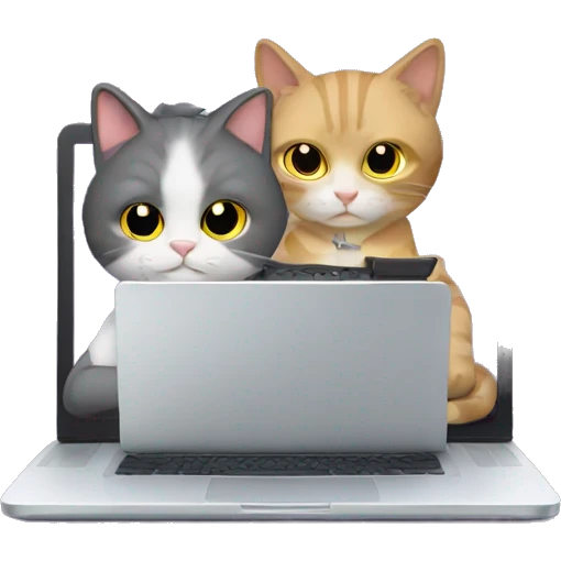 cat typing on a laptop with his brother emoji