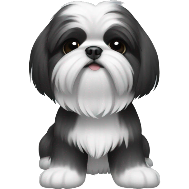 2 shi tzu, one all black, one black and white emoji