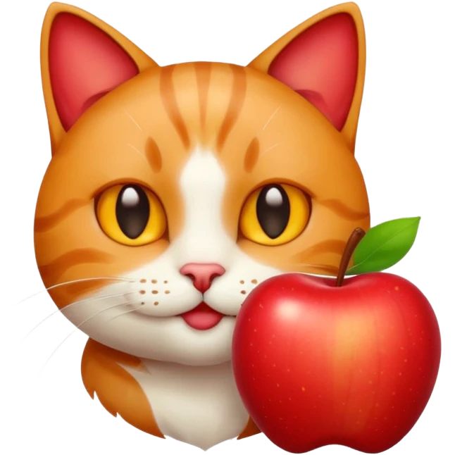 Cat eating a apple emoji