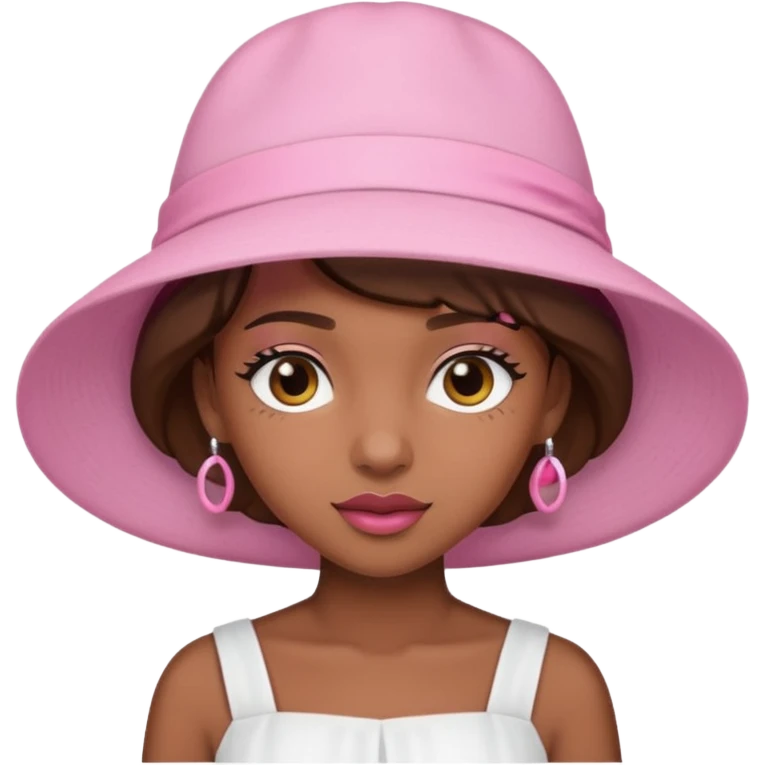 rihanah wearing Pink Hat, white dress emoji