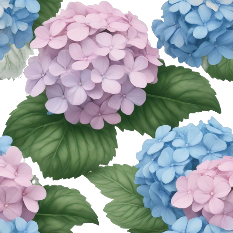 Rococo blue and pale pink hydrangeas emoji