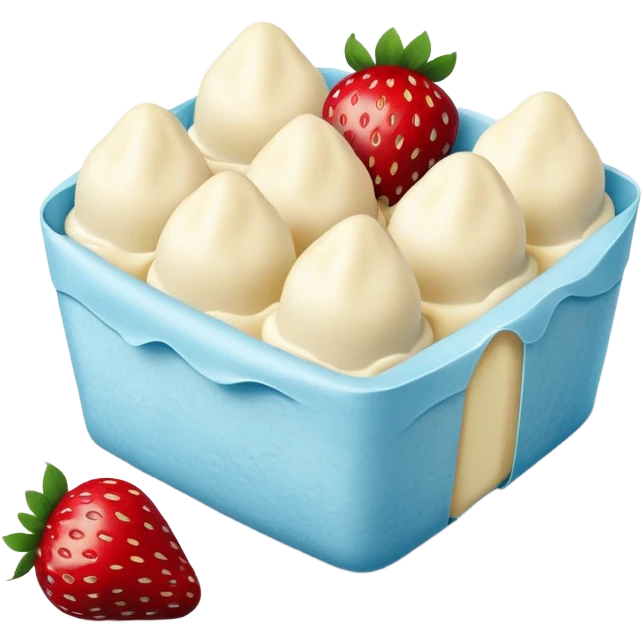 Strawberries in white chocolate in a pale blue package emoji