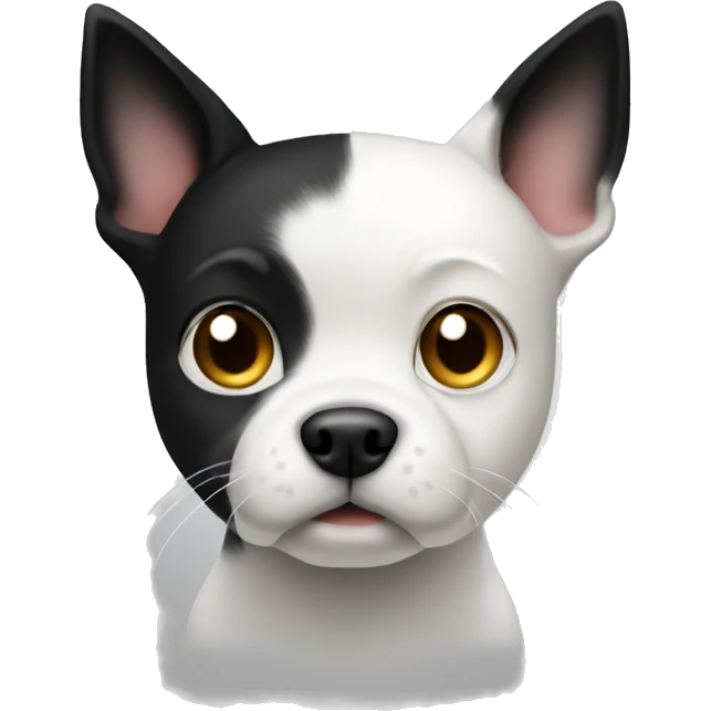 Cute white dog and black cat facing the screen emoji