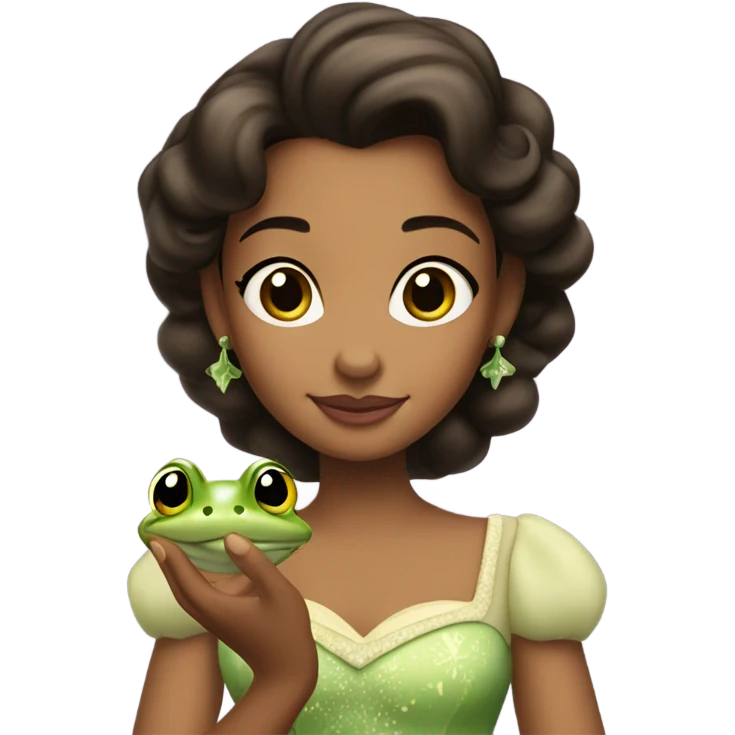princess tiana holding a frog emoji