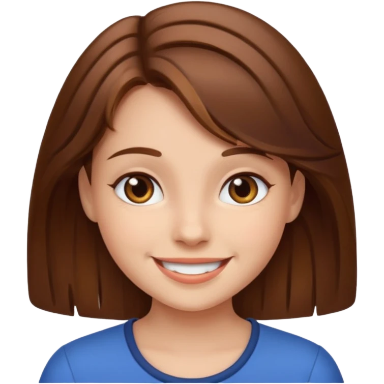 Girl,brown hair, emoji
