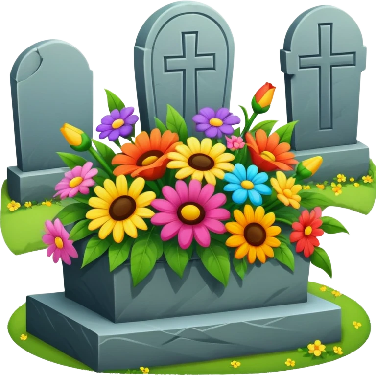 A flower bouquet on a grave  emoji