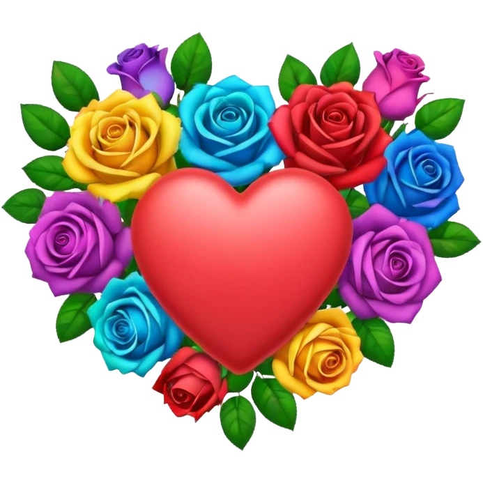 Heart with rainbow colored roses emoji