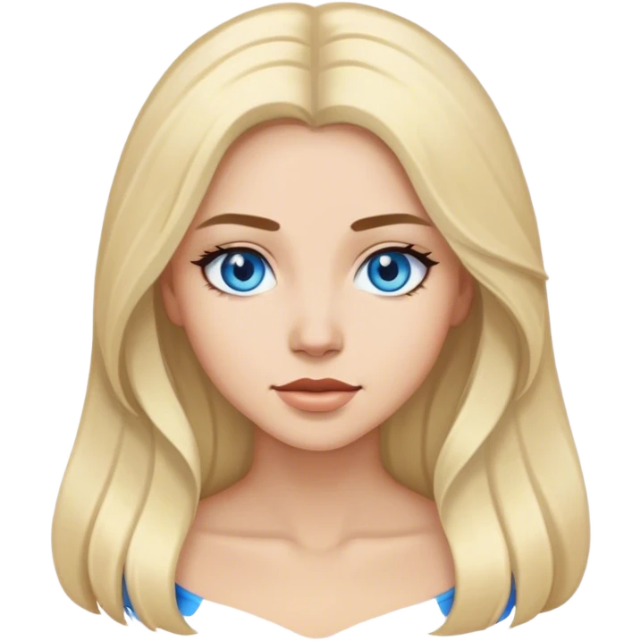 Woman black and blond long hair blue eyes emoji