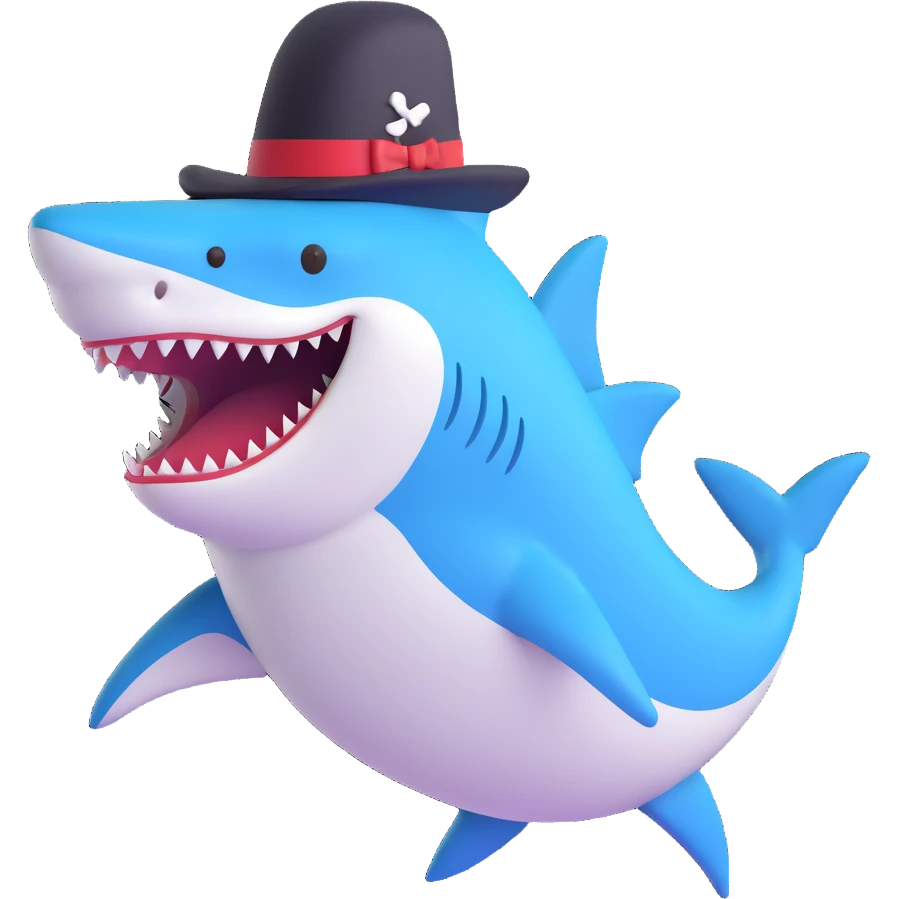 shark wearing a top hat emoji