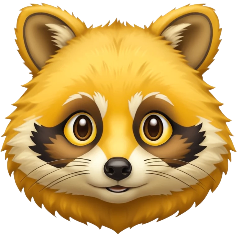 Bright yellow racoon face emoji