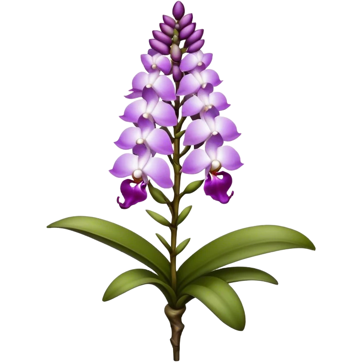 single white purple Rhynchostylis Orchid, 
straight stem emoji