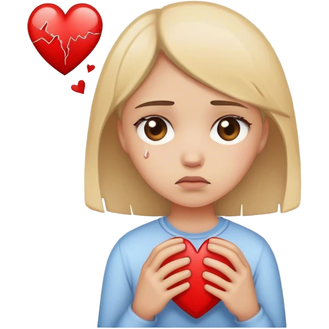 girl being heartbroken showing a broken heart emoji