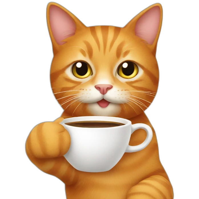 ginger cat with coffee emoji