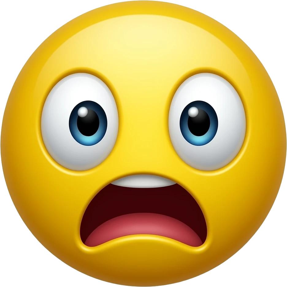un emoji bonhome jaune avec un visage rond sans chevaux qui est terrifié au plus haut point vraiment il a vu quelque chose d'horrible et de traumatisant et il est horrifié emoji